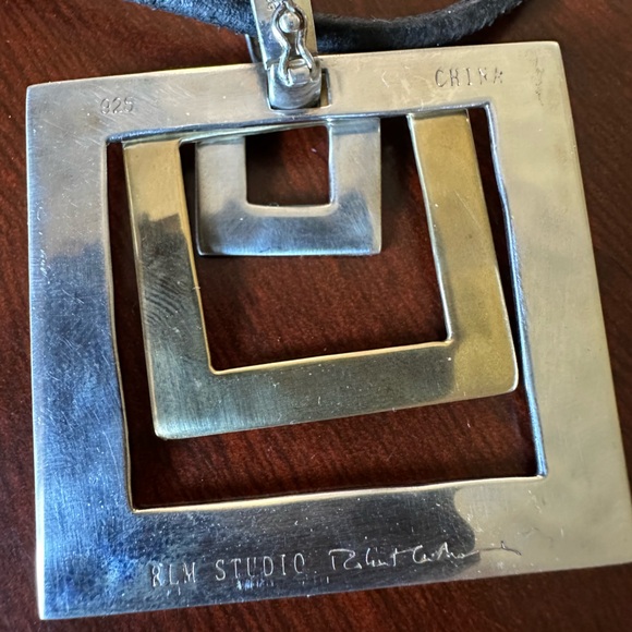 Vintage Robert Lee Morris Hammered Sterling Silver and Brass Pendant Necklace - Picture 6 of 9